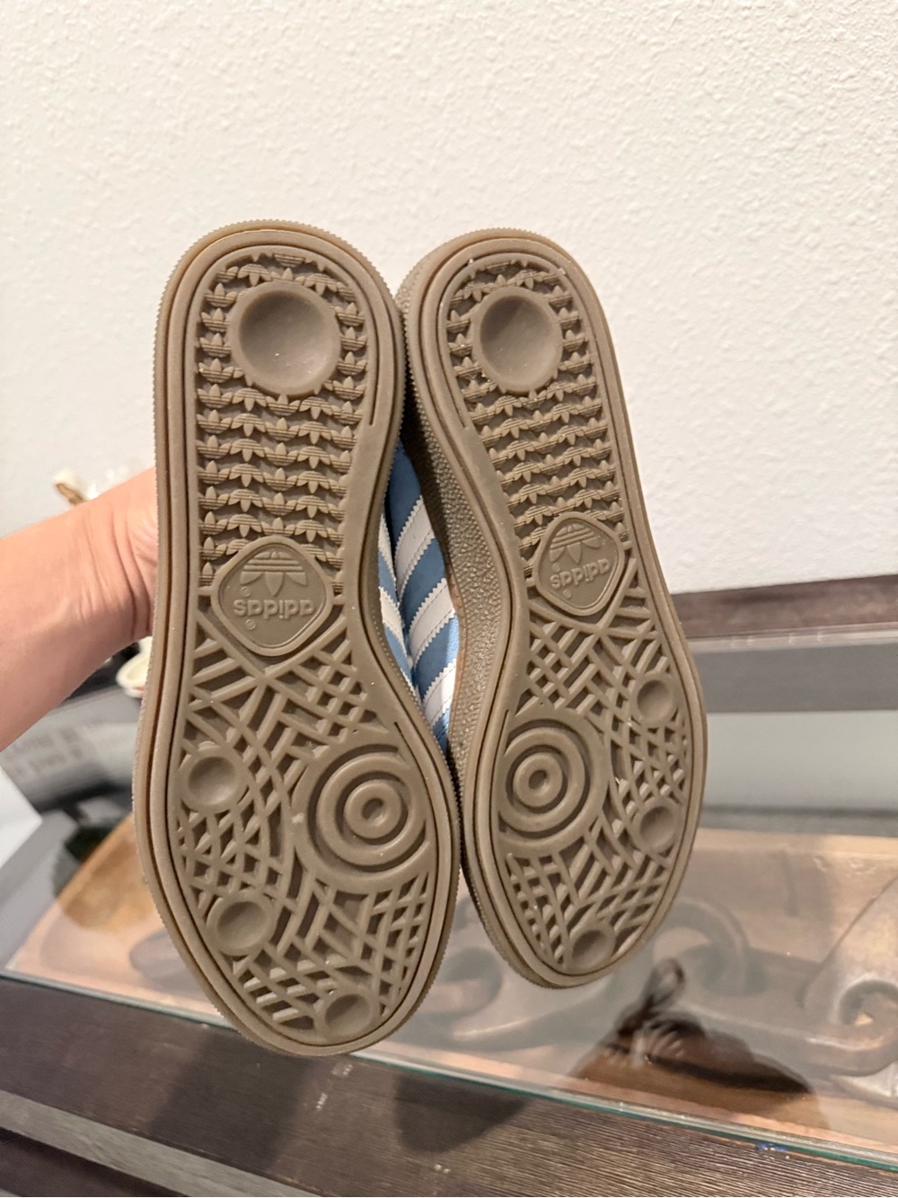 adidas Light Blue Suede Sneakers with White Stripes - Picture 5 of 7